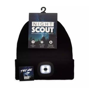 Night Scope Knit Beanie Hat Cap Headwear USB Rechargeable LED Light Unisex Black